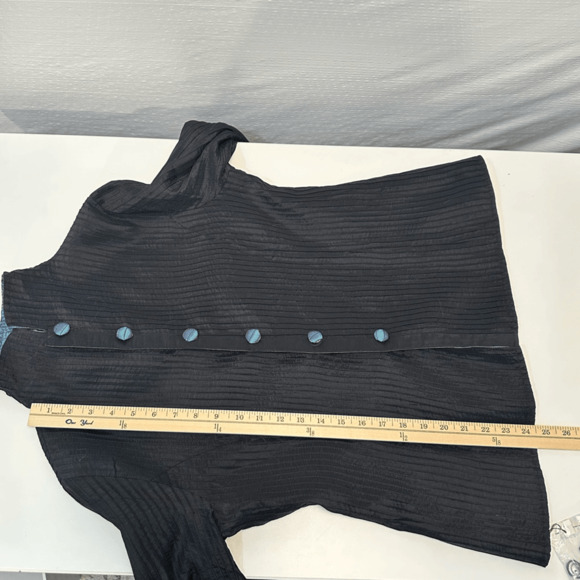 Vintage 80s Women’s Pleats Reversible Jacket Iridescent Green Black Asian Style - Picture 10 of 10